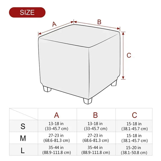 1pc Velvet Ottoman Cover Square Solid Color Footrest Slipcovers Elastic House Pouf Stool Cover Living Room Furniture Protector