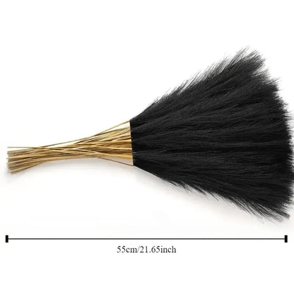 Artificial black pampas grass bouquet measuring 55 cm, perfect for indoor home decor and special occasions.