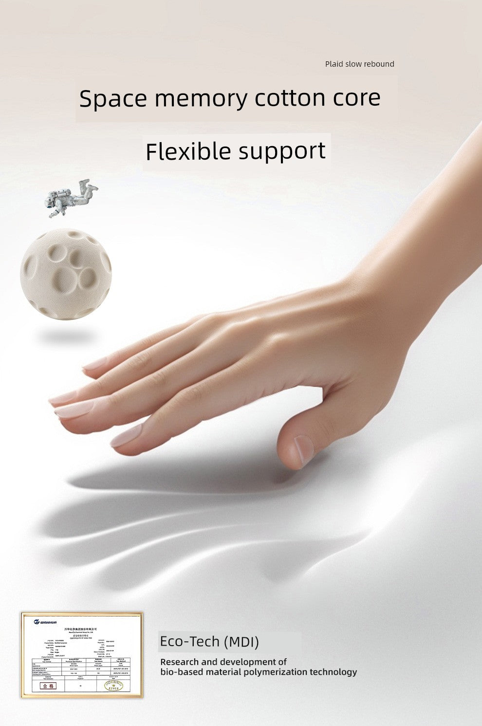 U-shaped travel pillow with memory cotton core and flexible support for neck comfort.