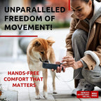 White hands free retractable dog leash with ergonomic handle and reflective strip for small to large dogs