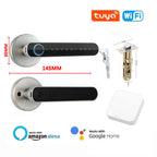 Smart Bluetooth Fingerprint Lock with advanced fingerprint recognition, Bluetooth and WiFi connectivity, compatible with Amazon Alexa and Google Home, featuring tamper-proof design and large fingerprint capacity