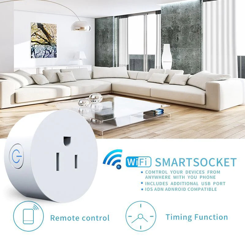 WiFi voice control smart plug with remote control and timing function for smart home devices