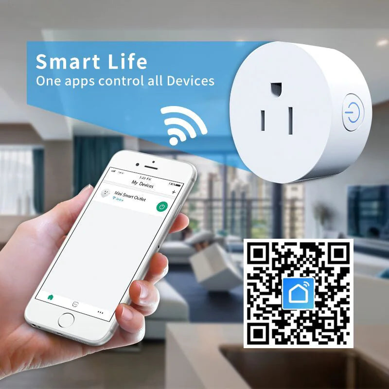 WiFi voice control smart plug with smartphone app for remote device management and automation