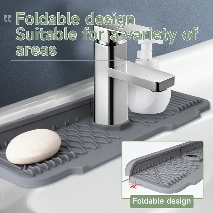 Sink Organizer Drain Mat – Kitchen Faucet Water Catcher Tray