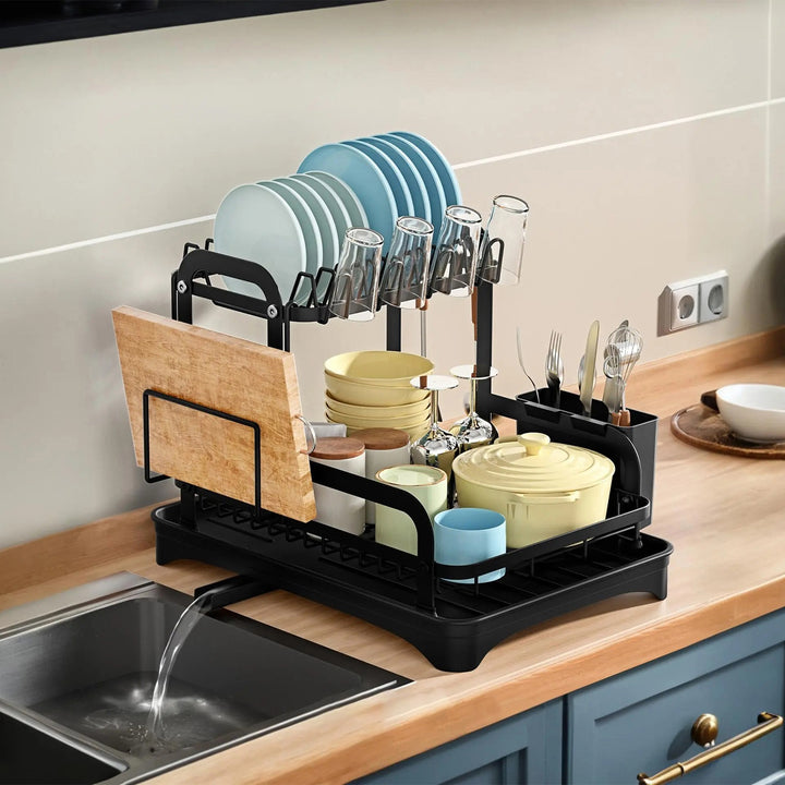2-Tier Kitchen Dish Drying Rack – Space Saving Counter Organizer