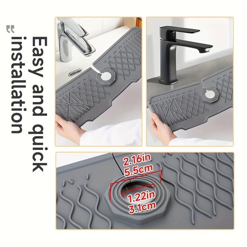 Sink Organizer Drain Mat – Kitchen Faucet Water Catcher Tray