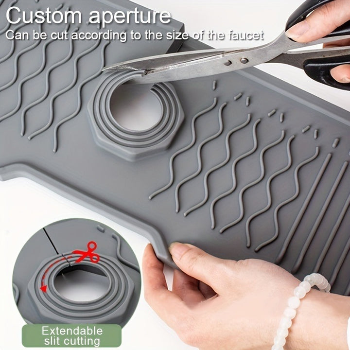 Sink Organizer Drain Mat – Kitchen Faucet Water Catcher Tray