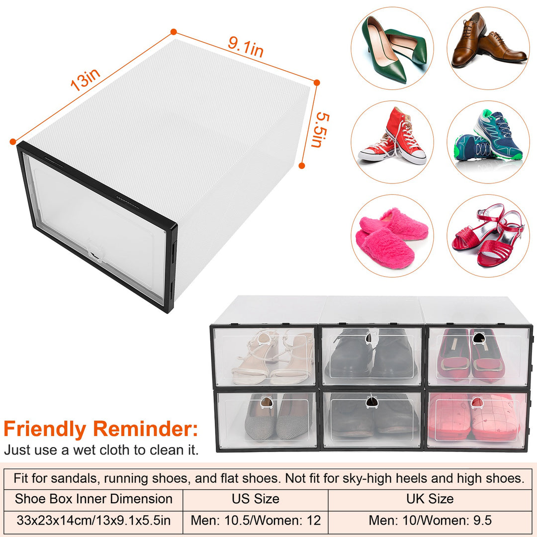 Stackable Transparent Shoe Storage Boxes – 6PCS Dustproof Shoe Organizer