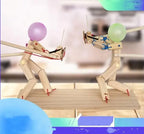 Interactive wooden figurines with movable parts for imaginative play and creativity