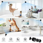 Mini wireless hidden camera with wide angle lens, motion detection, night vision, and built-in magnet for home security.