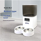 5L automatic pet feeder with button control and double bowl for scheduled dry food dispensing