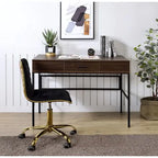 ACME Verster writing desk in natural black finish with built-in USB port and metal frame