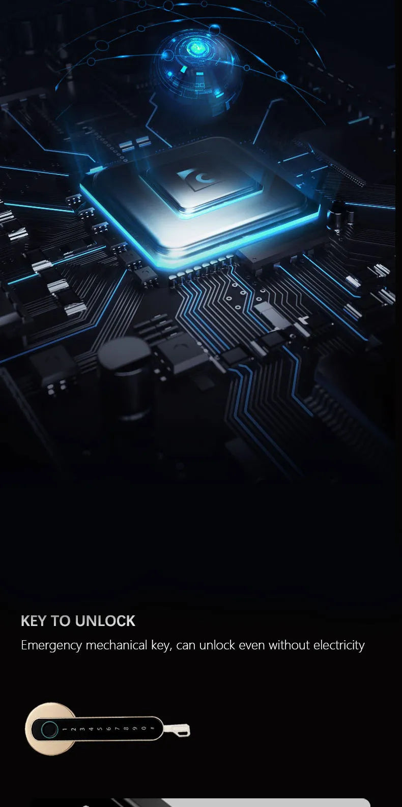 Smart Bluetooth fingerprint lock with advanced biometric recognition and remote smartphone control for high-security access.